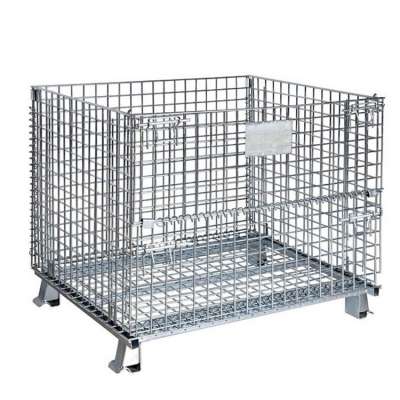 Foldable Galvanized Rolling Metal Storage Cage Wire Mesh Container